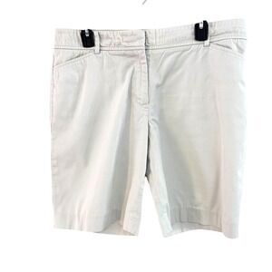 Talbots 12P Perfect Short Womens Stone Chino Shorts Flat Front